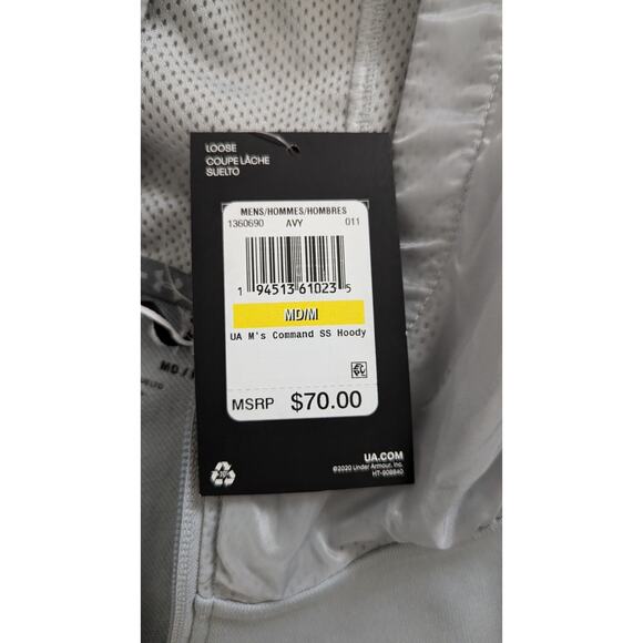 NWT Under Armour Men's UA Command Short Sleeve Hoodie in Mod Gray/White sz M - Picture 4 of 7